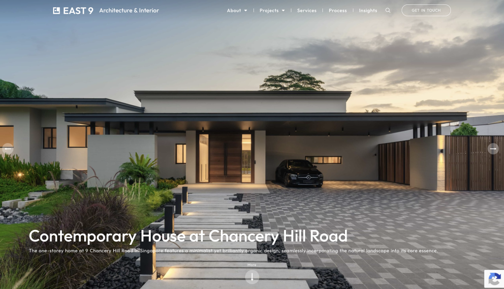 an example of a corporate website, East 9, an architecture and interior firm