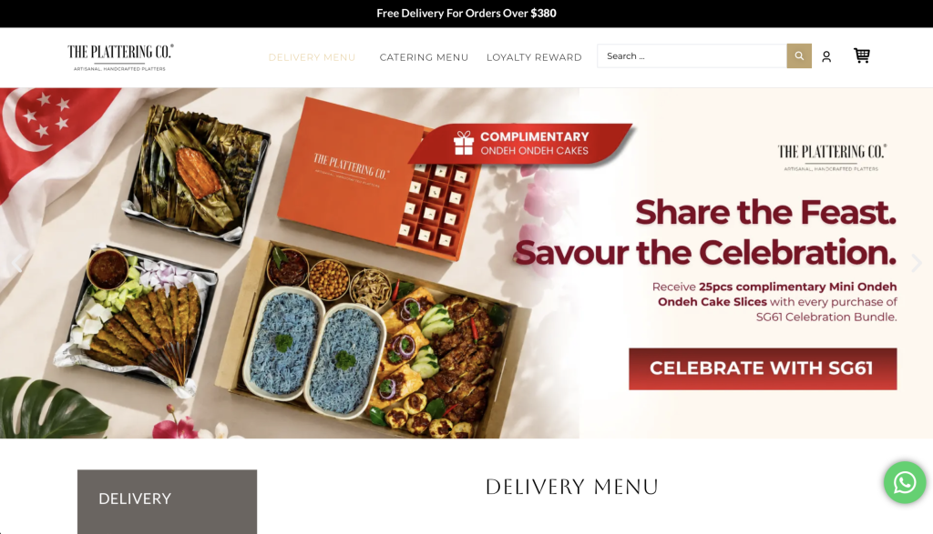 example of an ecommerce website, the plattering co, which offers artisanal handcrafted platters like ondeh ondeh